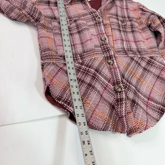 Anthropolgie Jacket Shacket Women Small Hudson Plaid Pink Heavy Button Up Cozy - Picture 5 of 13